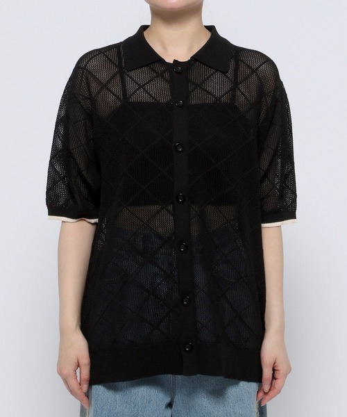 Anui（アニュイ）の「【UNISEX】メッシュニットシャツ（シャツ/ブラウス・レディース・ブラック/グリーン・MEDIUM）」の13枚目の写真