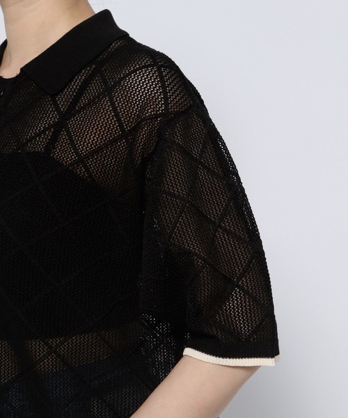 Anui（アニュイ）の「【UNISEX】メッシュニットシャツ（シャツ/ブラウス・レディース・ブラック/グリーン・MEDIUM）」の9枚目の写真