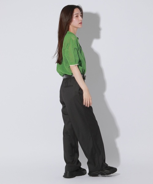 Anui（アニュイ）の「【UNISEX】メッシュニットシャツ（シャツ/ブラウス・レディース・ブラック/グリーン・MEDIUM）」の22枚目の写真