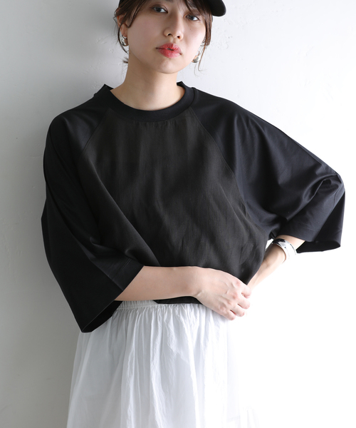 La TOTALITE(ラトータリテ)の「【Munich/ミューニック】ギザリヨセルシアーカットソー(Tシャツ/カットソー・レディース・ホワイト/ブラック・FREE)」の1枚目の写真