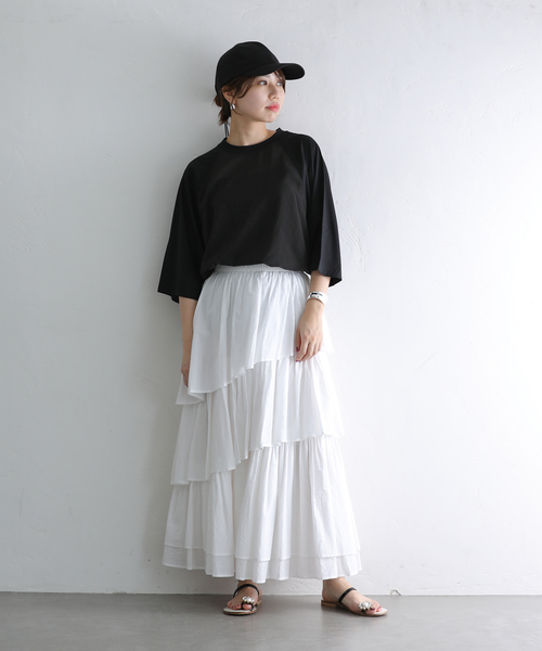 La TOTALITE(ラトータリテ)の「【Munich/ミューニック】ギザリヨセルシアーカットソー(Tシャツ/カットソー・レディース・ホワイト/ブラック・FREE)」の3枚目の写真
