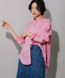 リネンキャンバス×ワックスクロス バックドローストリングシャツ