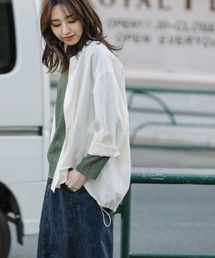 Munich | リネンキャンバス×ワックスクロス バックドローストリングシャツ(シャツ/ブラウス)