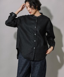 リネンキャンバス×ワックスクロス バックドローストリングシャツ