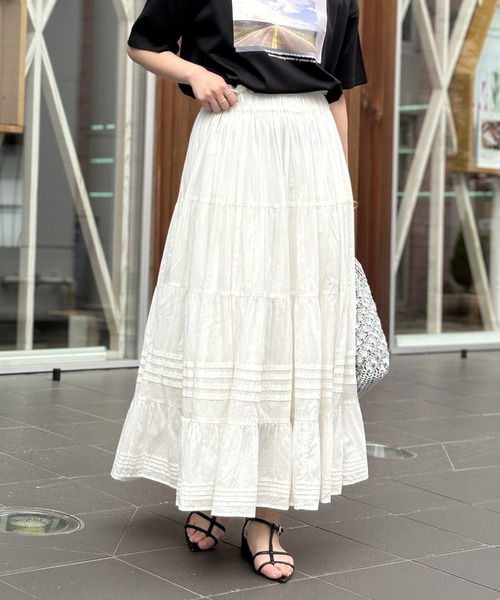 un dix cors（アンディコール）の「ティアードスカート（スカート・レディース・オフホワイト/パープル/ブラック・FREE）」の2枚目の写真