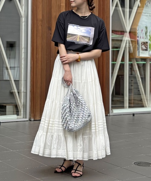 un dix cors（アンディコール）の「ティアードスカート（スカート・レディース・オフホワイト/パープル/ブラック・FREE）」の4枚目の写真