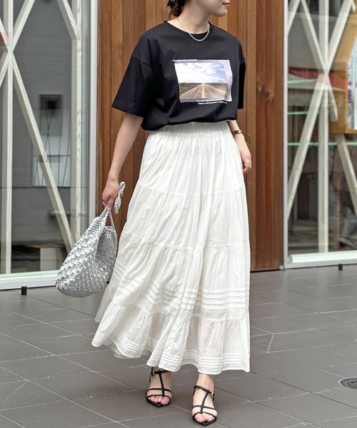 un dix cors（アンディコール）の「ティアードスカート（スカート・レディース・オフホワイト/パープル/ブラック・FREE）」の6枚目の写真