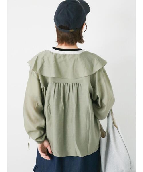 ehka sopo（エヘカソポ）の「袖ドロストブラウス（シャツ/ブラウス・レディース・サックスブルー/カーキ/オフホワイト・F）」の19枚目の写真