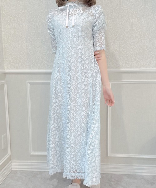 vintage 80s レース　ロングワンピース w closet ワンピース vintageレースロングワンピース : ZOZOTOWN