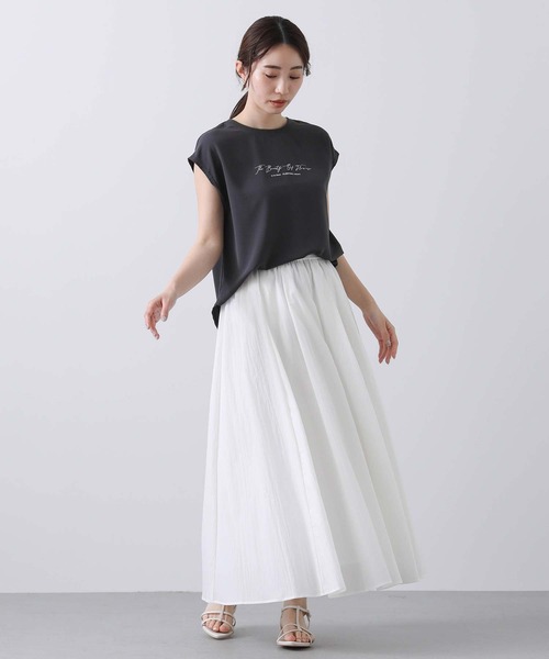 Gready Brilliant(グレディブリリアン)の「JZスモールロゴフレンチTシャツ(Tシャツ/カットソー・レディース・オフホワイト/チャコールグレー・38)」の17枚目の写真