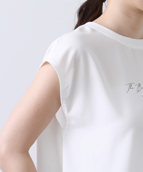 Gready Brilliant(グレディブリリアン)の「JZスモールロゴフレンチTシャツ(Tシャツ/カットソー・レディース・オフホワイト/チャコールグレー・38)」の4枚目の写真