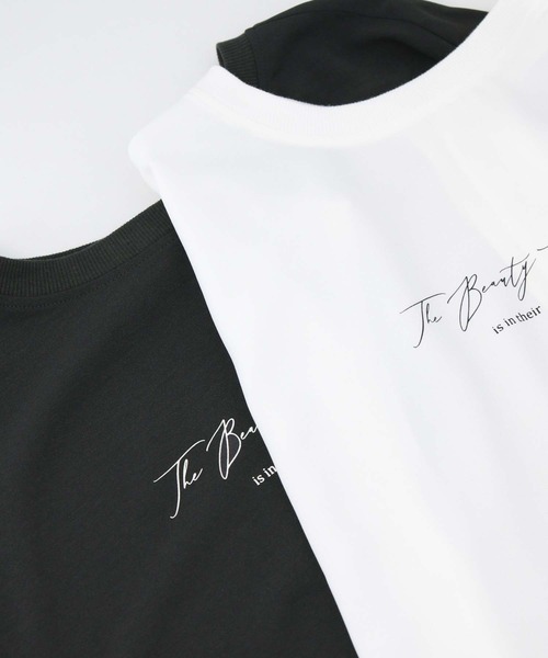 Gready Brilliant(グレディブリリアン)の「JZスモールロゴフレンチTシャツ(Tシャツ/カットソー・レディース・オフホワイト/チャコールグレー・38)」の6枚目の写真