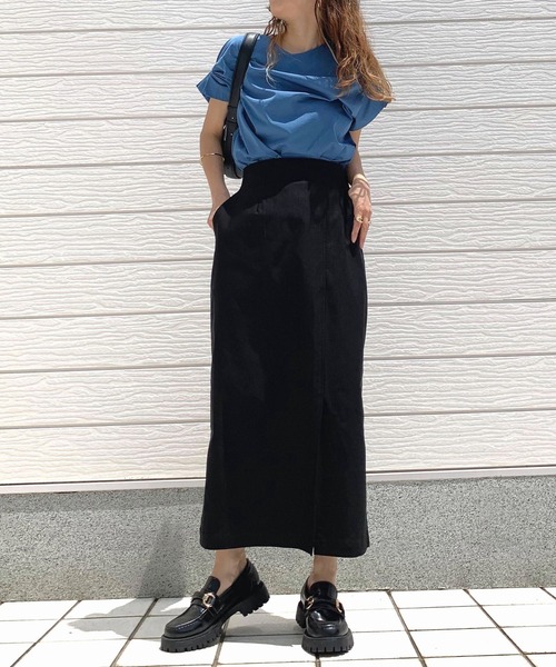 Q（キュー）の「ドライタッチコットン袖タックTシャツ（Tシャツ/カットソー・レディース・ブラック/ブルー/ホワイト・MEDIUM）」の9枚目の写真