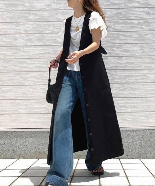 Q（キュー）の「ドライタッチコットン袖タックTシャツ（Tシャツ/カットソー・レディース・ブラック/ブルー/ホワイト・MEDIUM）」の11枚目の写真