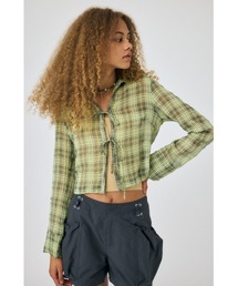 FRONT TIED CHECK シャツ