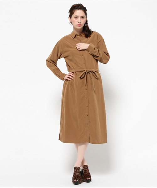 CROON A SONG（クルーンアソング）の「サンドウォッシュモダールシャツワンピース（ワンピース・レディース・カーキ/キャメル/レッド・FREE）」の2枚目の写真