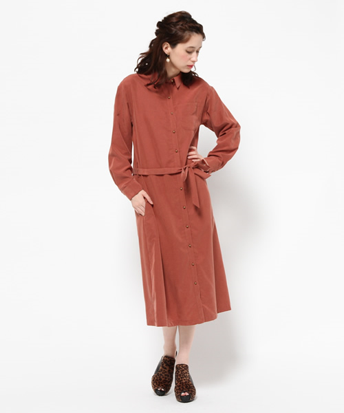 CROON A SONG（クルーンアソング）の「サンドウォッシュモダールシャツワンピース（ワンピース・レディース・カーキ/キャメル/レッド・FREE）」の3枚目の写真