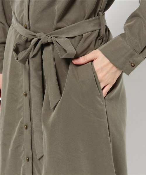 CROON A SONG（クルーンアソング）の「サンドウォッシュモダールシャツワンピース（ワンピース・レディース・カーキ/キャメル/レッド・FREE）」の9枚目の写真