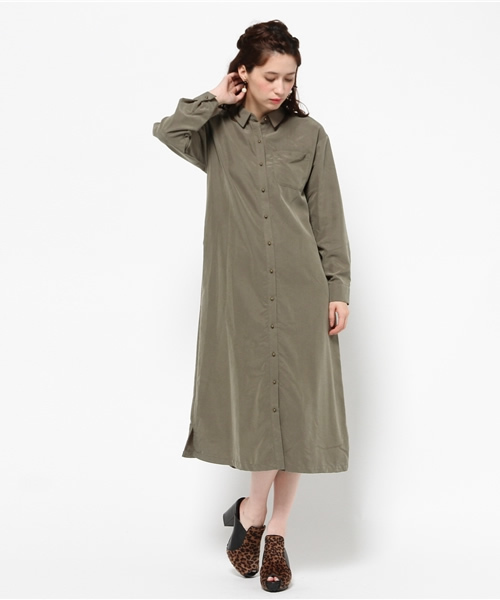 CROON A SONG（クルーンアソング）の「サンドウォッシュモダールシャツワンピース（ワンピース・レディース・カーキ/キャメル/レッド・FREE）」の14枚目の写真