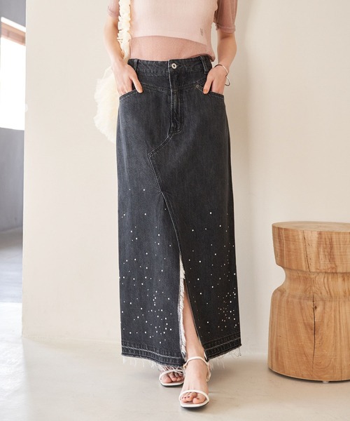 VIS（ビス）の「ホットフィットIラインデニムスカート（デニムスカート・レディース・ブルー系その他4/ブラック系その他・S/M）」の2枚目の写真