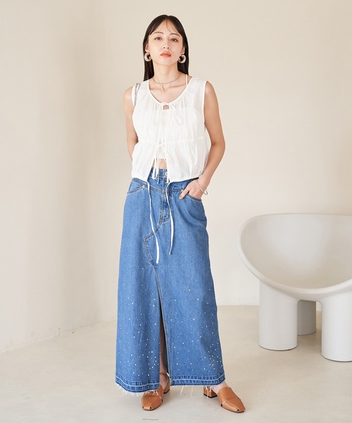 VIS（ビス）の「ホットフィットIラインデニムスカート（デニムスカート・レディース・ブルー系その他4/ブラック系その他・S/M）」の6枚目の写真