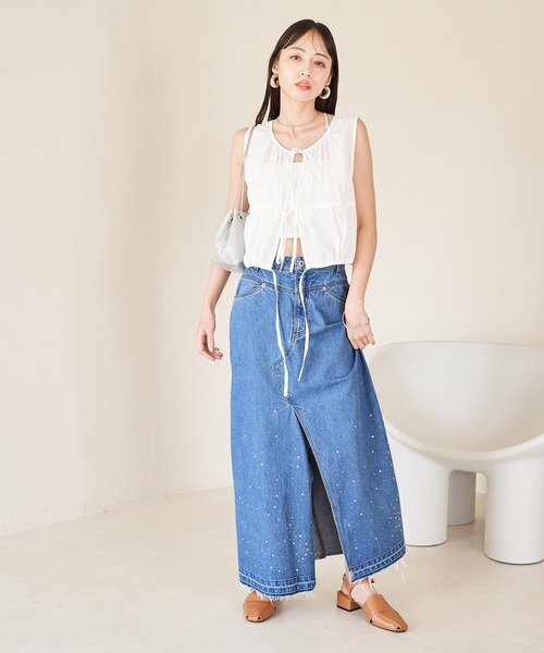 VIS（ビス）の「ホットフィットIラインデニムスカート（デニムスカート・レディース・ブルー系その他4/ブラック系その他・S/M）」の5枚目の写真