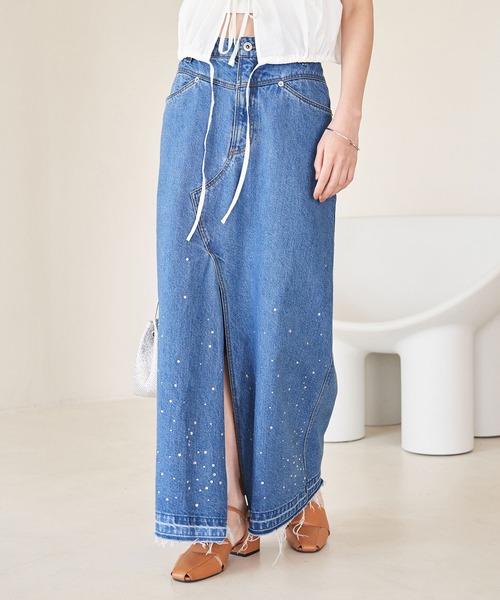 VIS（ビス）の「ホットフィットIラインデニムスカート（デニムスカート・レディース・ブルー系その他4/ブラック系その他・S/M）」の4枚目の写真