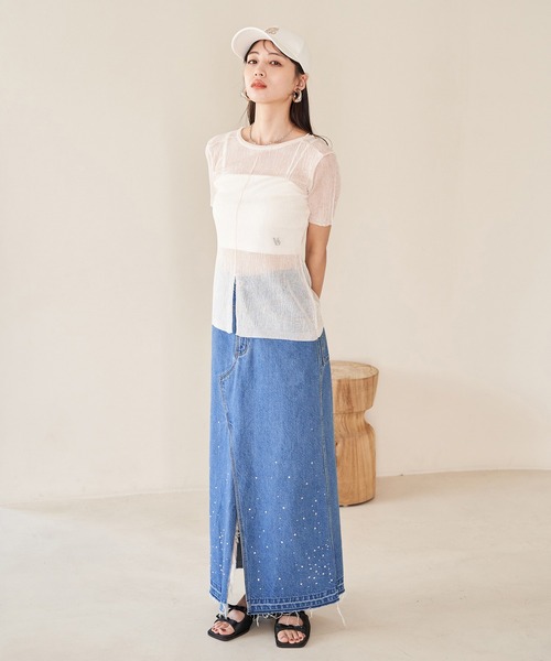 VIS（ビス）の「ホットフィットIラインデニムスカート（デニムスカート・レディース・ブルー系その他4/ブラック系その他・S/M）」の14枚目の写真