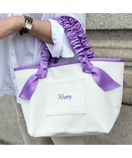 LA BAGAGERIE（ラバガジェリー）の「【インスタグラマー Chiyoさん×LA BAGAGERIE】ギャザーリボンハンドルトート（トートバッグ・レディース・ブラック/パープル/ピンクベージュ・FREE）」の16枚目の写真