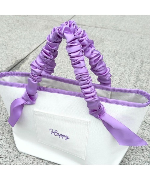 LA BAGAGERIE（ラバガジェリー）の「【インスタグラマー Chiyoさん×LA BAGAGERIE】ギャザーリボンハンドルトート（トートバッグ・レディース・ブラック/パープル/ピンクベージュ・FREE）」の18枚目の写真