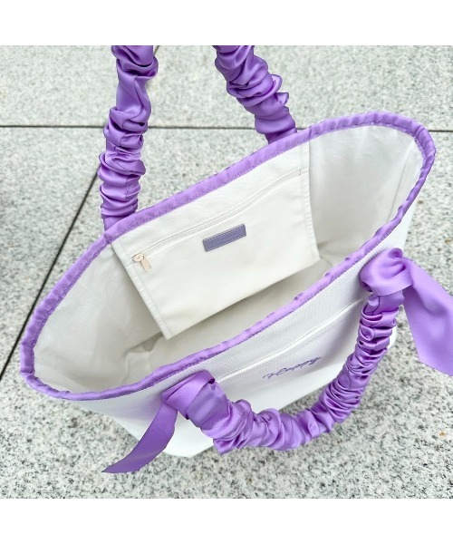 LA BAGAGERIE（ラバガジェリー）の「【インスタグラマー Chiyoさん×LA BAGAGERIE】ギャザーリボンハンドルトート（トートバッグ・レディース・ブラック/パープル/ピンクベージュ・FREE）」の20枚目の写真