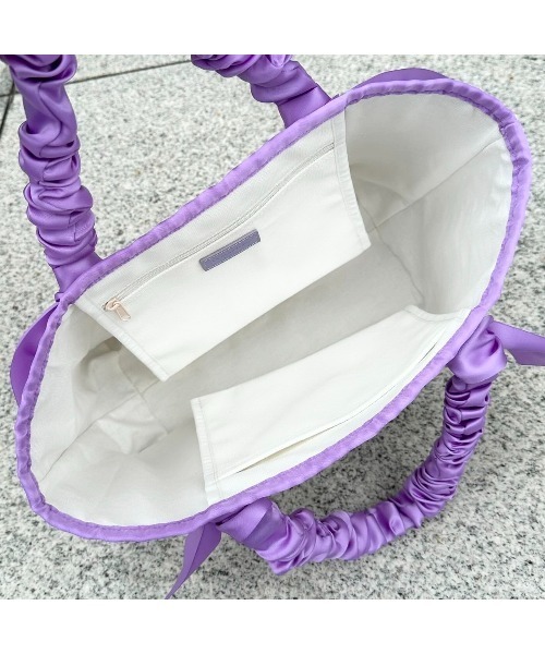 LA BAGAGERIE（ラバガジェリー）の「【インスタグラマー Chiyoさん×LA BAGAGERIE】ギャザーリボンハンドルトート（トートバッグ・レディース・ブラック/パープル/ピンクベージュ・FREE）」の21枚目の写真