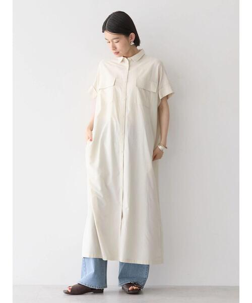 セール】接触冷感+UVカットWポケットシャツワンピース（シャツ