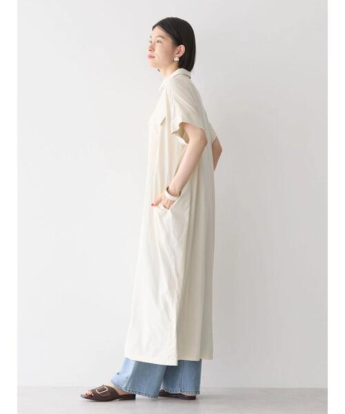セール】接触冷感+UVカットWポケットシャツワンピース（シャツ