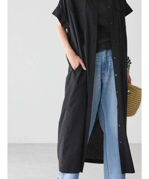 AMERICAN HOLIC（アメリカンホリック）の「接触冷感+UVカットWポケットシャツワンピース（シャツワンピース・レディース・アイボリー/カーキ/ブラック・M/L）」の22枚目の写真