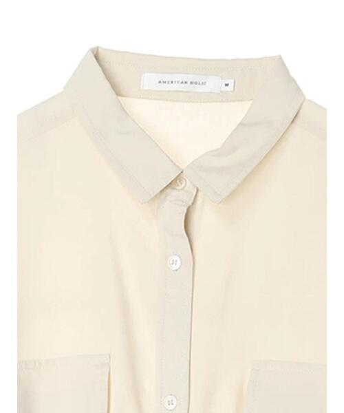 AMERICAN HOLIC（アメリカンホリック）の「接触冷感+UVカットWポケットシャツワンピース（シャツワンピース・レディース・アイボリー/カーキ/ブラック・M/L）」の15枚目の写真