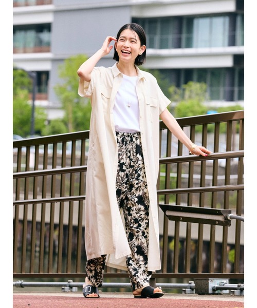 ☆新品☆I AM I マルチポケットシャツワンピース □マルチボーダー切替シャツワンピース/F i.n.t [45AE02h018