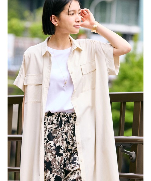 セール】接触冷感+UVカットWポケットシャツワンピース（シャツ