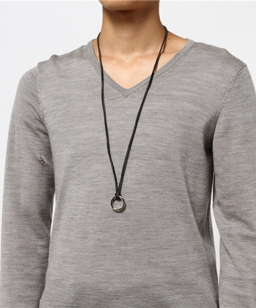 SHIPS JET BLUE（シップスジェットブルー）の「SHIPS JET BLUE(シップス ジェットブルー): リングレザーネックレス（ネックレス・メンズ・ブラック/ブラウン・ONE SIZE）」の3枚目の写真