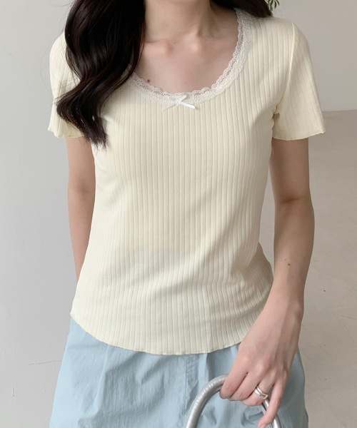 Teem Store(チームストア)の「チビリボン付き ネックレース Tシャツ(Tシャツ/カットソー・レディース・アイボリー/ホワイト・L/M/S)」の12枚目の写真