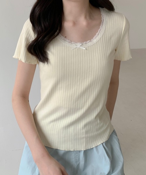 Teem Store(チームストア)の「チビリボン付き ネックレース Tシャツ(Tシャツ/カットソー・レディース・アイボリー/ホワイト・L/M/S)」の13枚目の写真