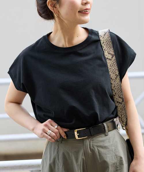 B.C STOCK(ベーセーストック)の「《追加》フレンチスリーブT(Tシャツ/カットソー・レディース・ホワイト/ブラック/ブラック系その他・FREE)」の2枚目の写真