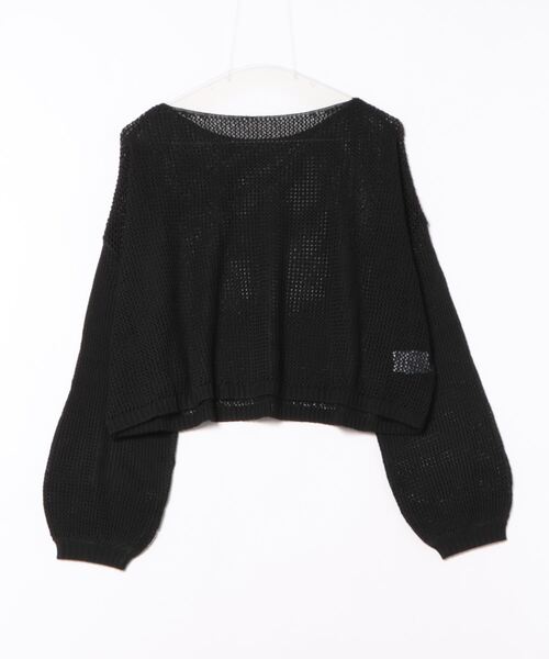 STYLEBLOCK(スタイルブロック)の「E綿タッチメッシュニットショートプルオーバー(ニット/セーター・レディース・ブラック/グリーン/ベージュ/ホワイト系その他・M)」の2枚目の写真