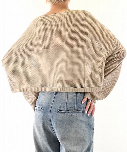 STYLEBLOCK(スタイルブロック)の「E綿タッチメッシュニットショートプルオーバー(ニット/セーター・レディース・ブラック/グリーン/ベージュ/ホワイト系その他・M)」の8枚目の写真