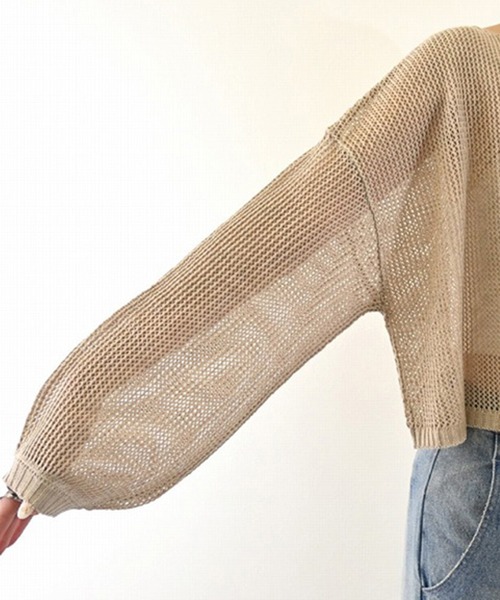 STYLEBLOCK(スタイルブロック)の「E綿タッチメッシュニットショートプルオーバー(ニット/セーター・レディース・ブラック/グリーン/ベージュ/ホワイト系その他・M)」の9枚目の写真
