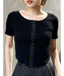 MURUA | ホックデザインハーフスリーブニット(ニット/セーター)