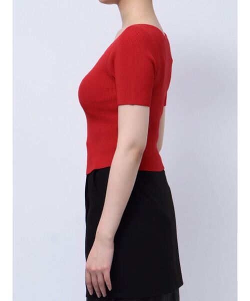 MURUA（ムルーア）の「ホックデザインハーフスリーブニット（ニット/セーター・レディース・ホワイト/レッド/ブラック・FREE）」の12枚目の写真