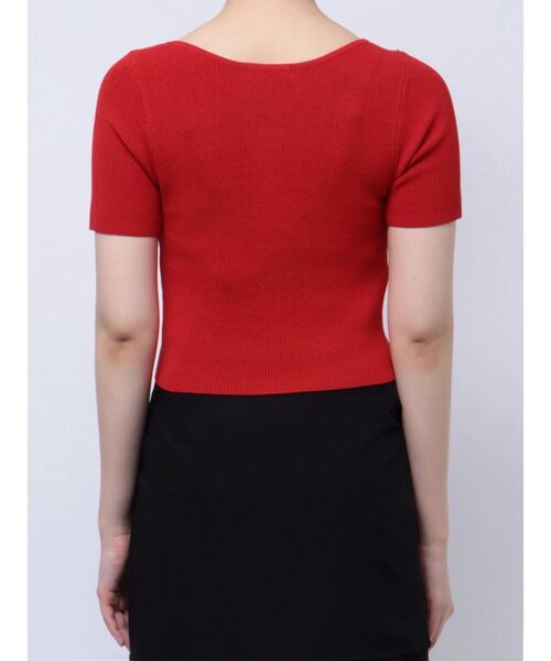 MURUA（ムルーア）の「ホックデザインハーフスリーブニット（ニット/セーター・レディース・ホワイト/レッド/ブラック・FREE）」の11枚目の写真