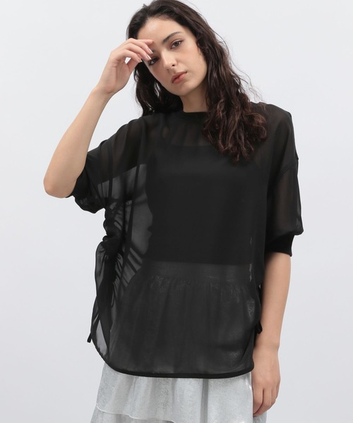 LAKOLE（ラコレ）の「ドロストシアープルオーバー5分袖 / 132261（その他トップス・レディース・ピンク/グレー/アイボリー/ブラック・FREE）」の2枚目の写真