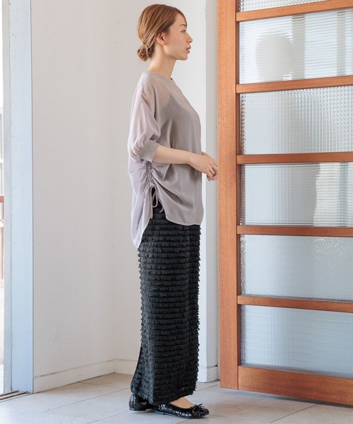 LAKOLE（ラコレ）の「ドロストシアープルオーバー5分袖 / 132261（その他トップス・レディース・ピンク/グレー/アイボリー/ブラック・FREE）」の6枚目の写真